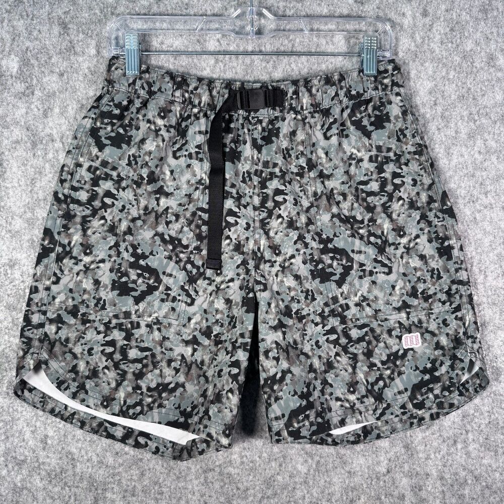Topo Designs River Shorts Mens Medium Gray Belted Slate Nebula Elastic Waist